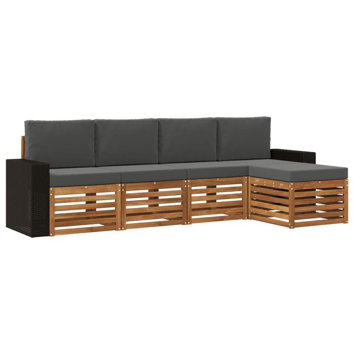 Set de canapele de exterior cu pernă 5 pcs Natural și Antracit WALTI