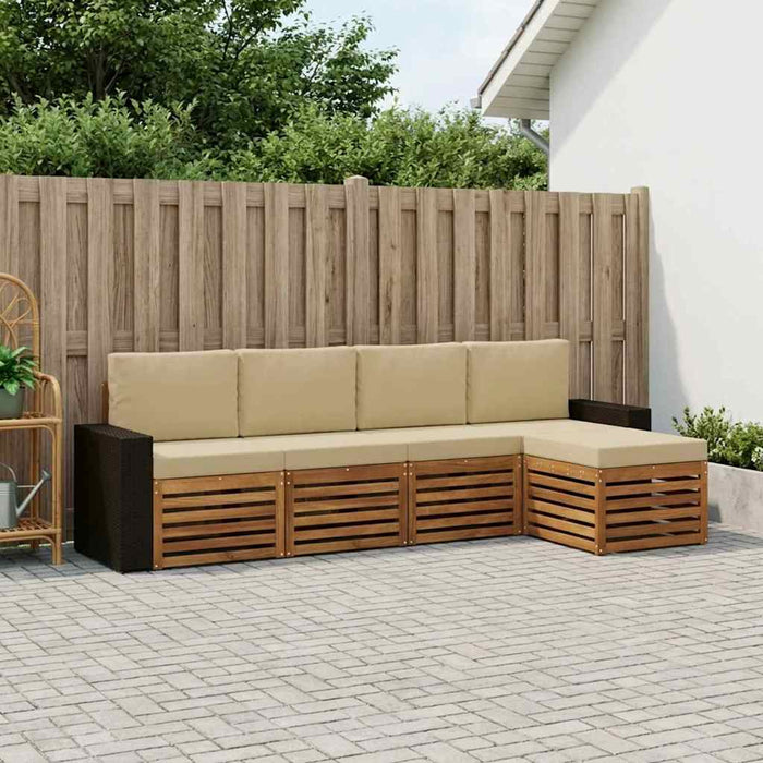 Set de canapele de exterior cu pernă 5 pcs Natural și Bej WALTI