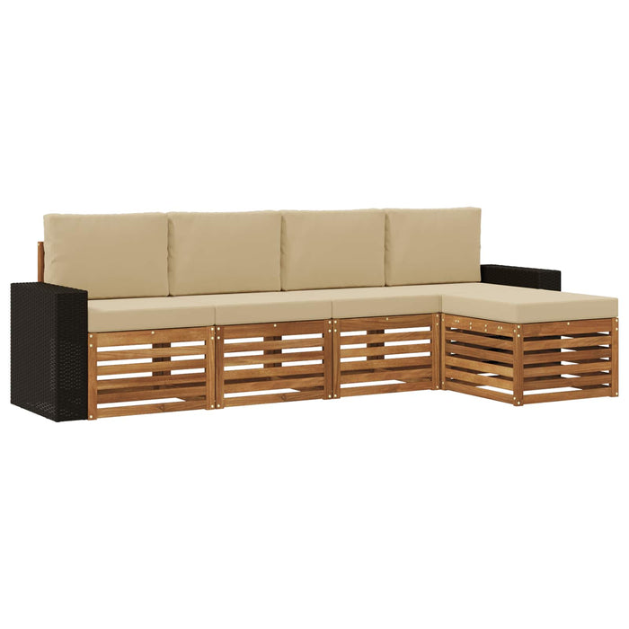 Set de canapele de exterior cu pernă 5 pcs Natural și Bej WALTI