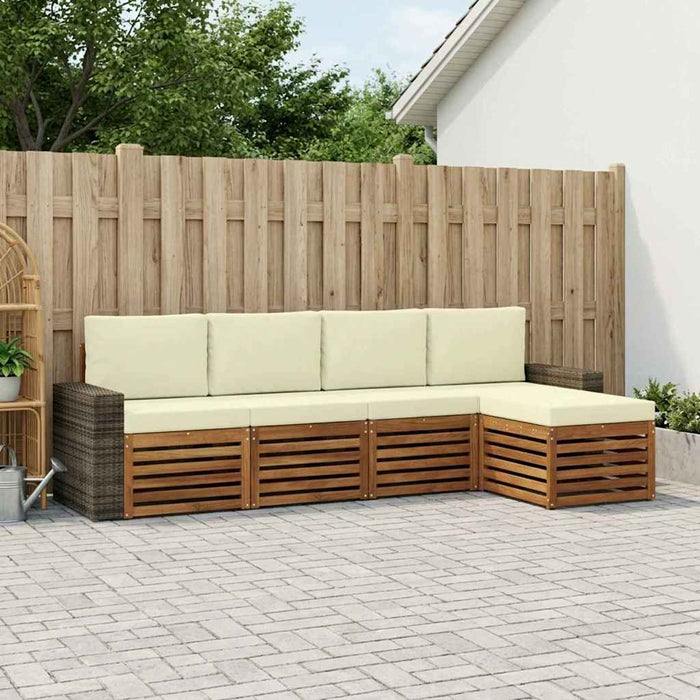 Set de canapele de exterior cu pernă 5 pcs Natural și Crem WALTI