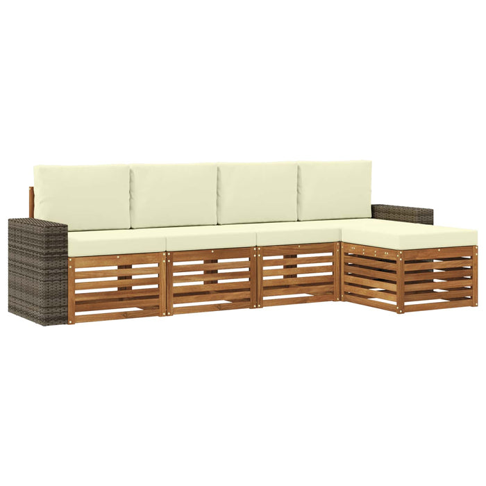 Set de canapele de exterior cu pernă 5 pcs Natural și Crem WALTI