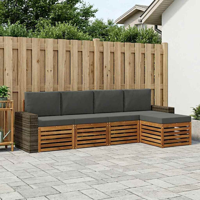 Set de canapele de exterior cu pernă 5 pcs Natural și Antracit WALTI