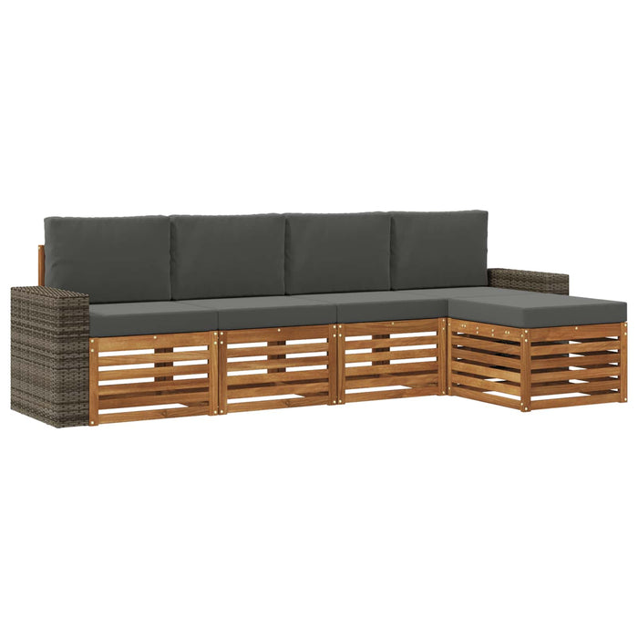 Set de canapele de exterior cu pernă 5 pcs Natural și Antracit WALTI