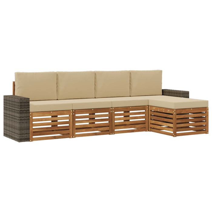 Set de canapele de exterior cu pernă 5 pcs Natural și Bej WALTI