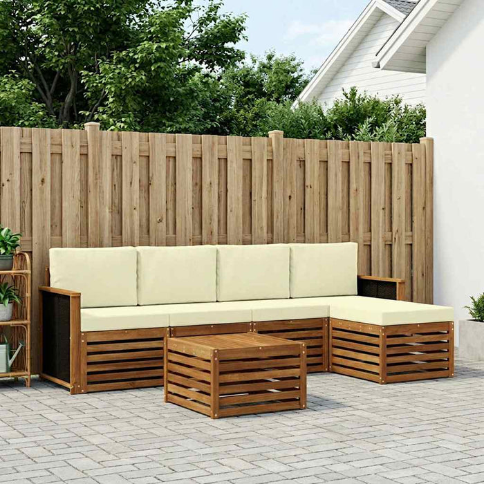 Set de canapele de exterior cu pernă 6 pcs Natural și Crem WALTI