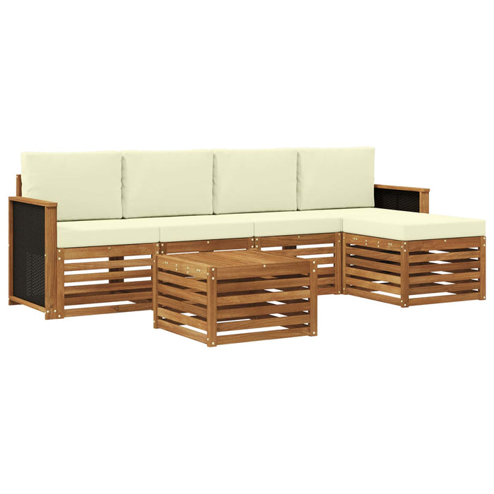 Set de canapele de exterior cu pernă 6 pcs Natural și Crem WALTI