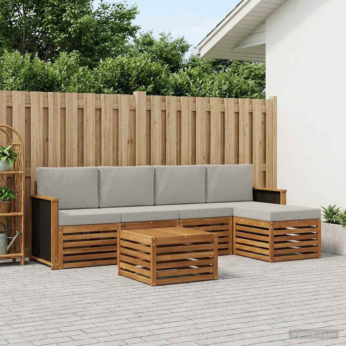 Set de canapele de exterior 6 pcs Natural și gri deschis WALTI