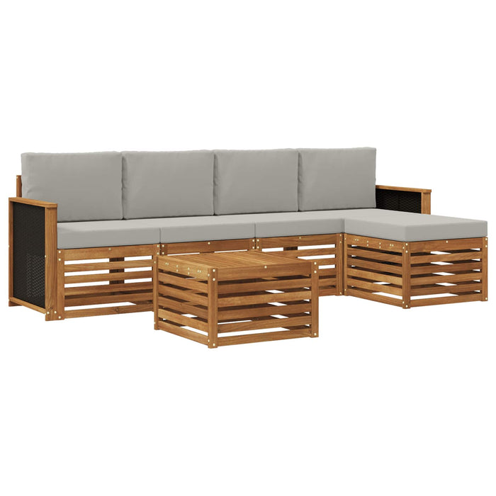 Set de canapele de exterior 6 pcs Natural și gri deschis WALTI