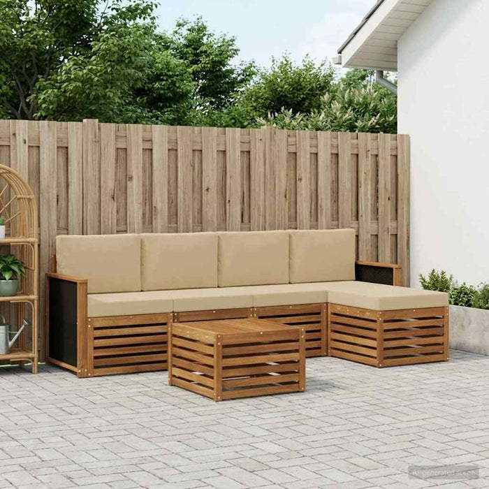 Set de canapele de exterior cu pernă 6 pcs Natural și Bej WALTI