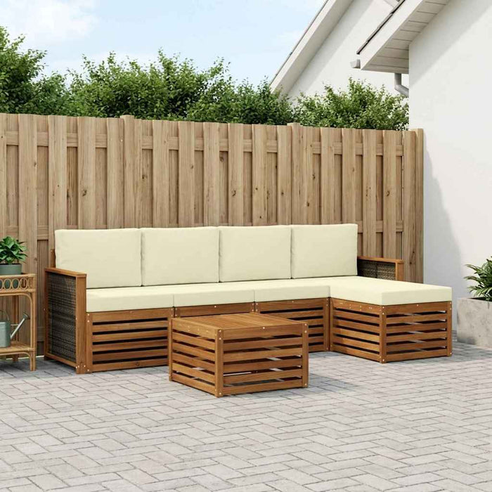 Set de canapele de exterior cu pernă 6 pcs Natural și Crem WALTI