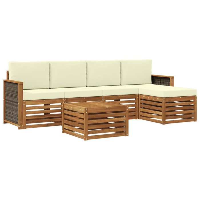 Set de canapele de exterior cu pernă 6 pcs Natural și Crem WALTI