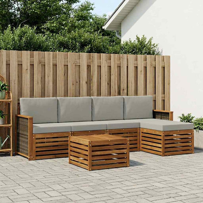 Set de canapele de exterior 6 pcs Natural și gri deschis WALTI