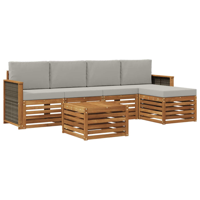 Set de canapele de exterior 6 pcs Natural și gri deschis WALTI