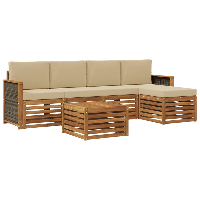 Set de canapele de exterior cu pernă 6 pcs Natural și Bej WALTI