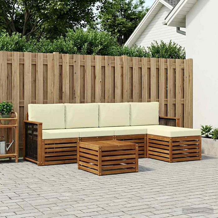 Set de canapele de exterior cu pernă 6 pcs Natural și Crem WALTI