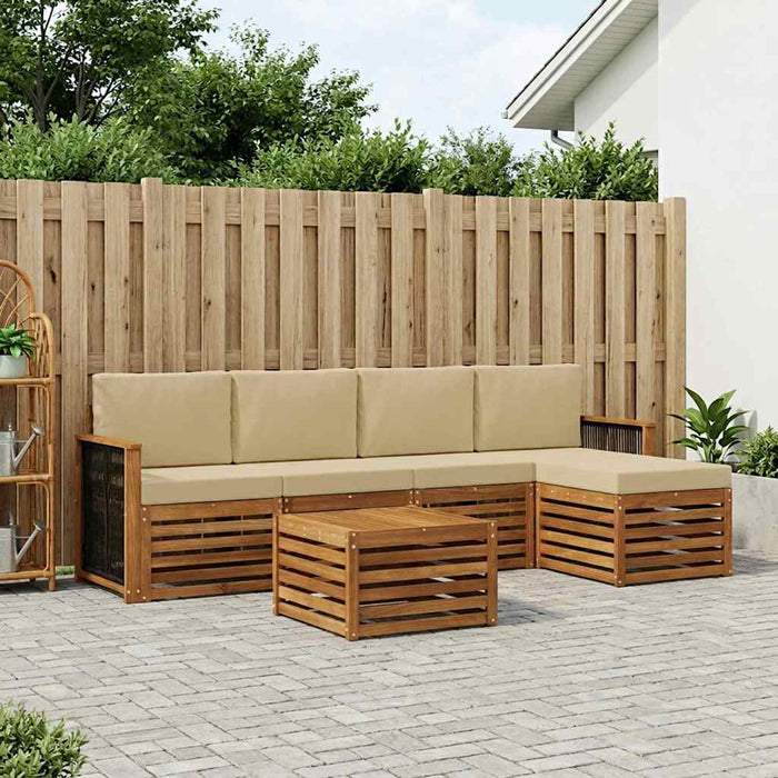 Set de canapele de exterior cu pernă 6 pcs Natural și Bej WALTI