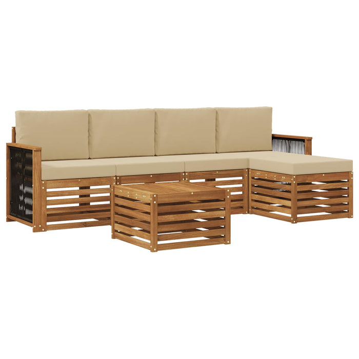 Set de canapele de exterior cu pernă 6 pcs Natural și Bej WALTI