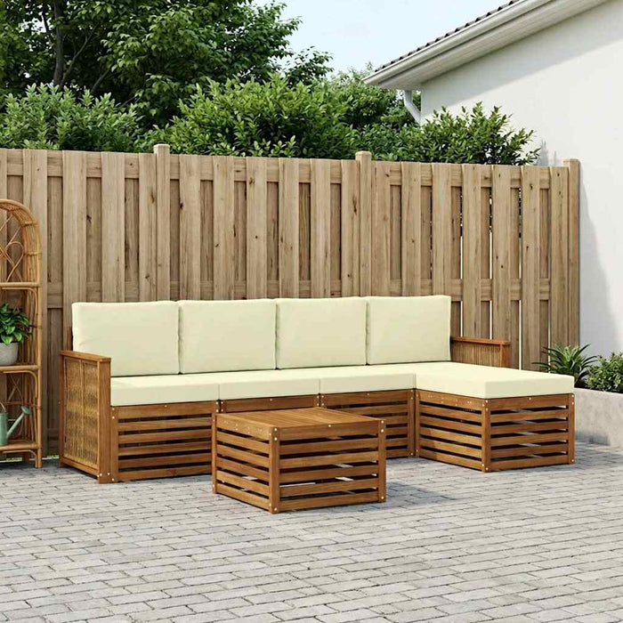 Set de canapele de exterior cu pernă 6 pcs Natural și Crem WALTI