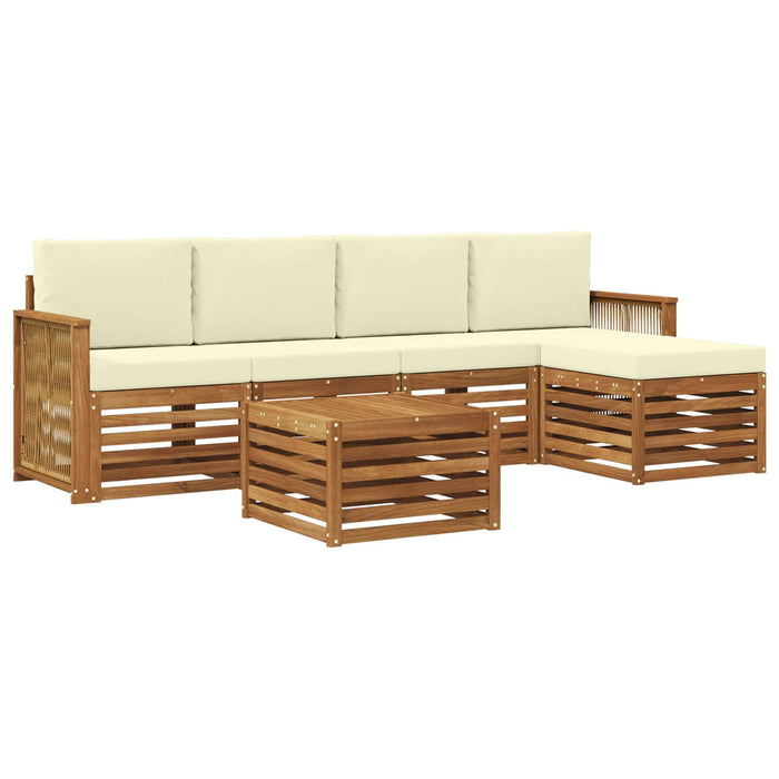 Set de canapele de exterior cu pernă 6 pcs Natural și Crem WALTI