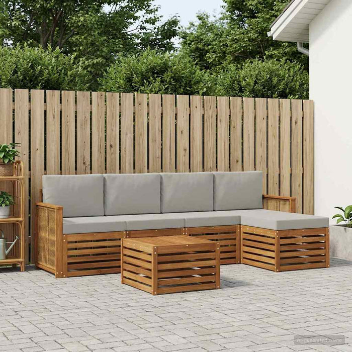 Set de canapele de exterior 6 pcs Natural și gri deschis WALTI