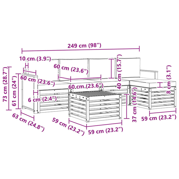 Set de canapele de exterior 6 pcs Natural și gri deschis WALTI