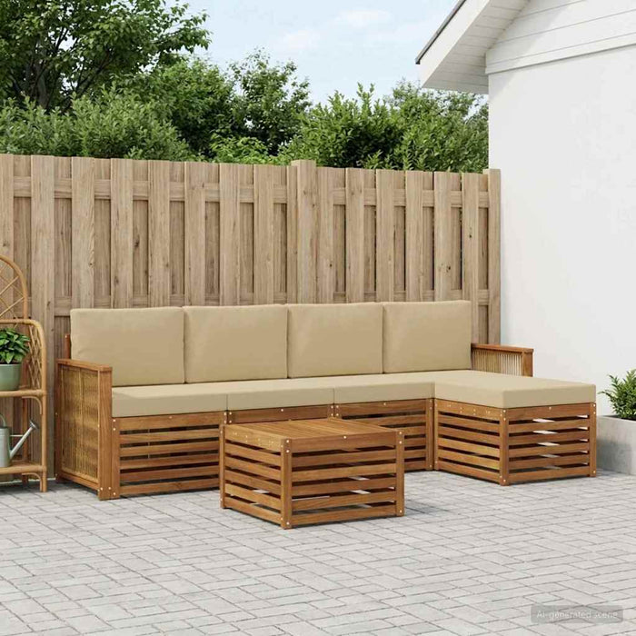 Set de canapele de exterior cu pernă 6 pcs Natural și Bej WALTI