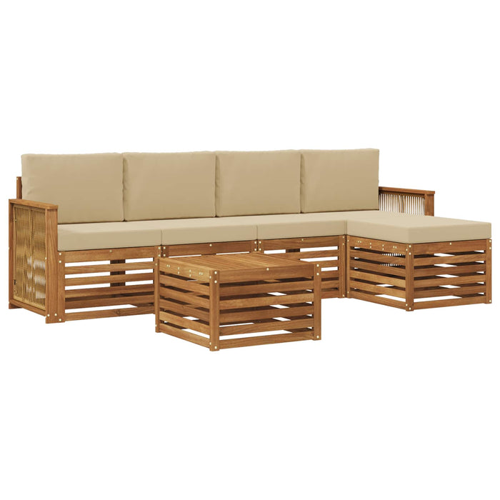 Set de canapele de exterior cu pernă 6 pcs Natural și Bej WALTI