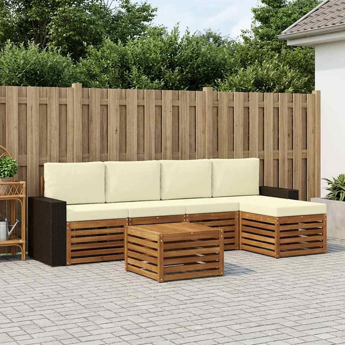 Set de canapele de exterior cu pernă 6 pcs Natural și Crem WALTI