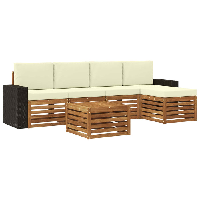 Set de canapele de exterior cu pernă 6 pcs Natural și Crem WALTI