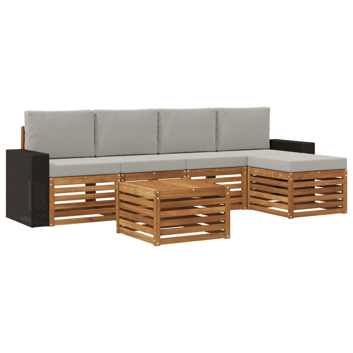 Set de canapele de exterior 6 pcs Natural și gri deschis WALTI