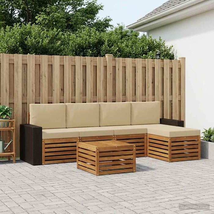 Set de canapele de exterior cu pernă 6 pcs Natural și Bej WALTI