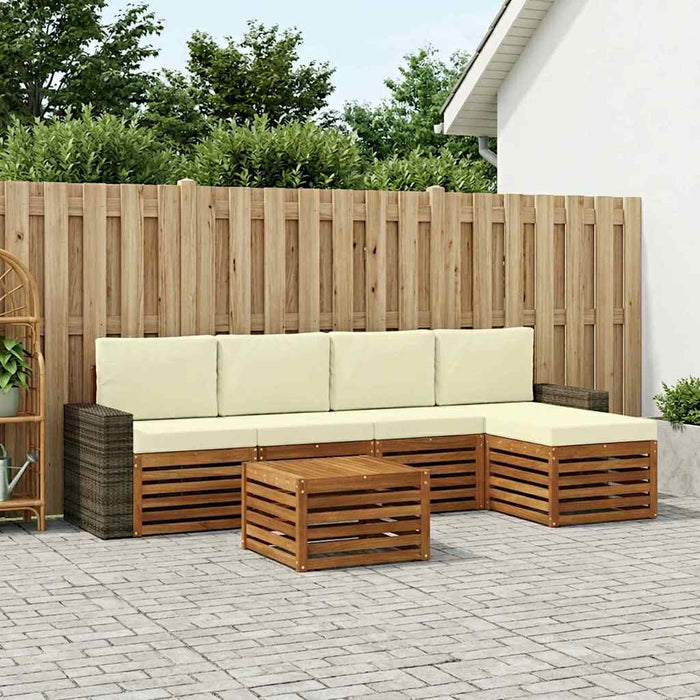 Set de canapele de exterior cu pernă 6 pcs Natural și Crem WALTI