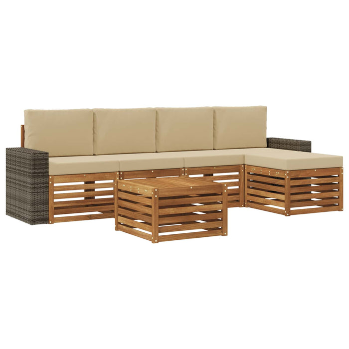 Set de canapele de exterior cu pernă 6 pcs Natural și Bej WALTI