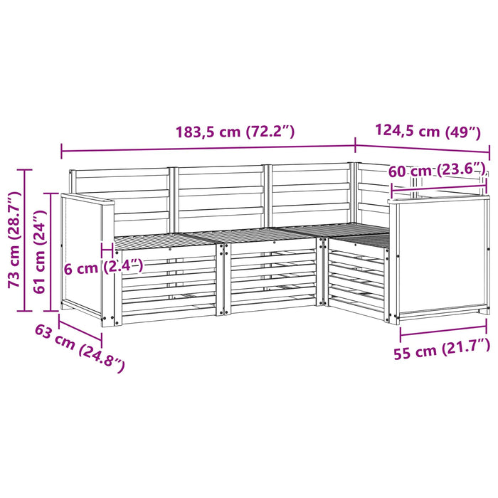 Seturi de canapele 4 pcs Lemn Solid de Acacia WALTI