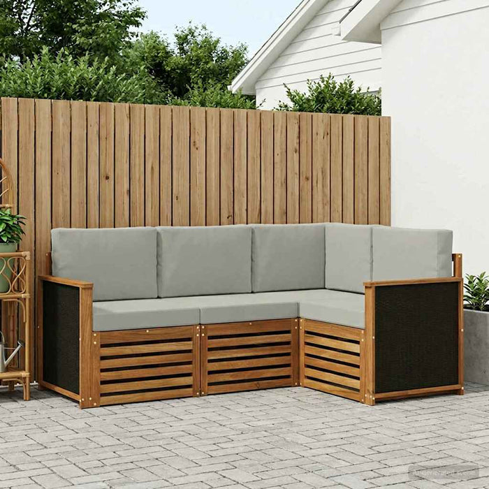 Seturi de canapele cu pernă 4 pcs Lemn Solid de Acacia WALTI
