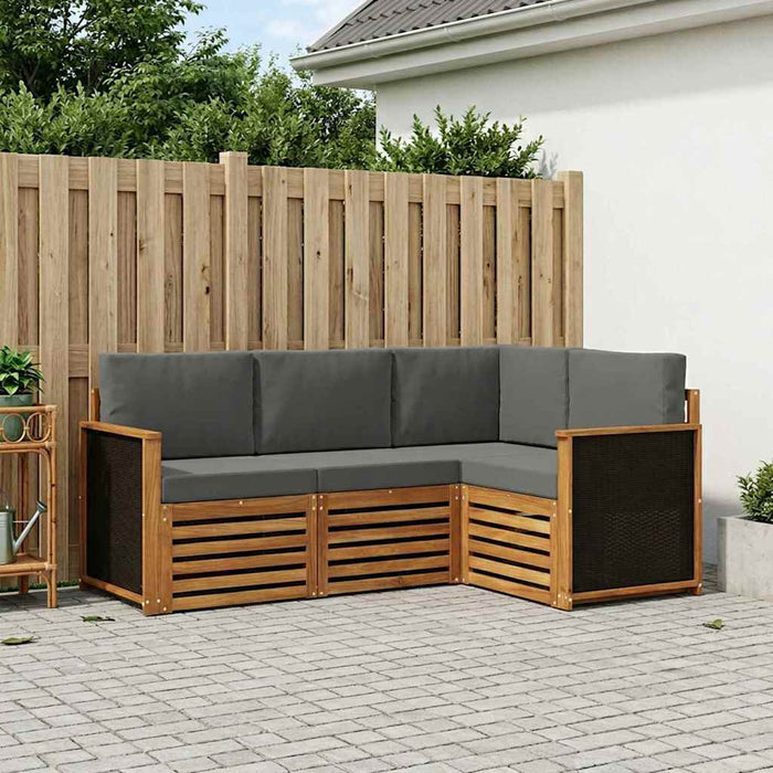Seturi de canapele cu pernă 4 pcs Lemn Solid de Acacia WALTI