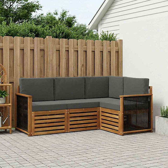 Seturi de canapele cu pernă 4 pcs Lemn Solid de Acacia WALTI