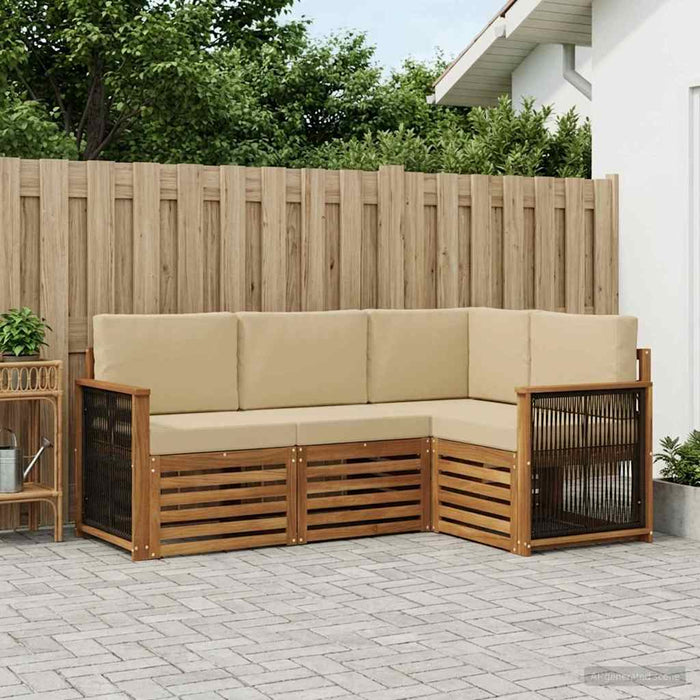 Seturi de canapele cu pernă 4 pcs Lemn Solid de Acacia WALTI