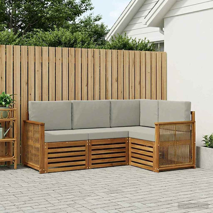 Seturi de canapele cu pernă 4 pcs Lemn Solid de Acacia WALTI