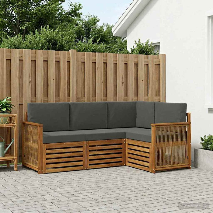 Seturi de canapele cu pernă 4 pcs Lemn Solid de Acacia WALTI