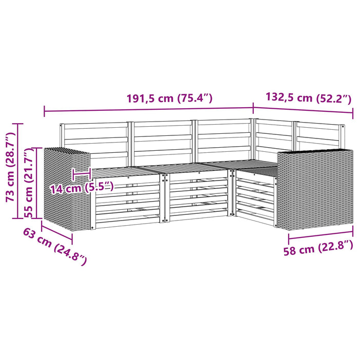 Seturi de canapele 4 pcs Lemn Solid de Acacia WALTI