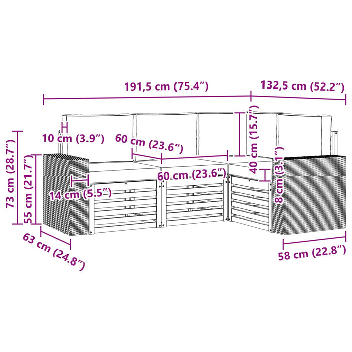 Seturi de canapele cu pernă 4 pcs Lemn Solid de Acacia WALTI