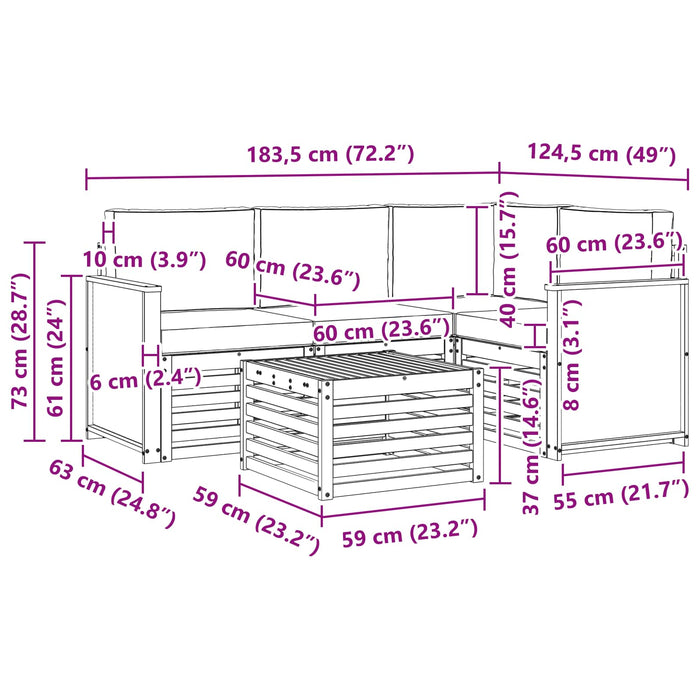 Set de canapele de exterior 5 pcs Natural și Crem WALTI