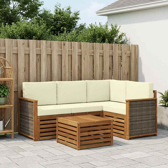Set de canapele de exterior 5 pcs Natural și Crem WALTI