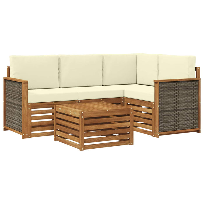 Set de canapele de exterior 5 pcs Natural și Crem WALTI