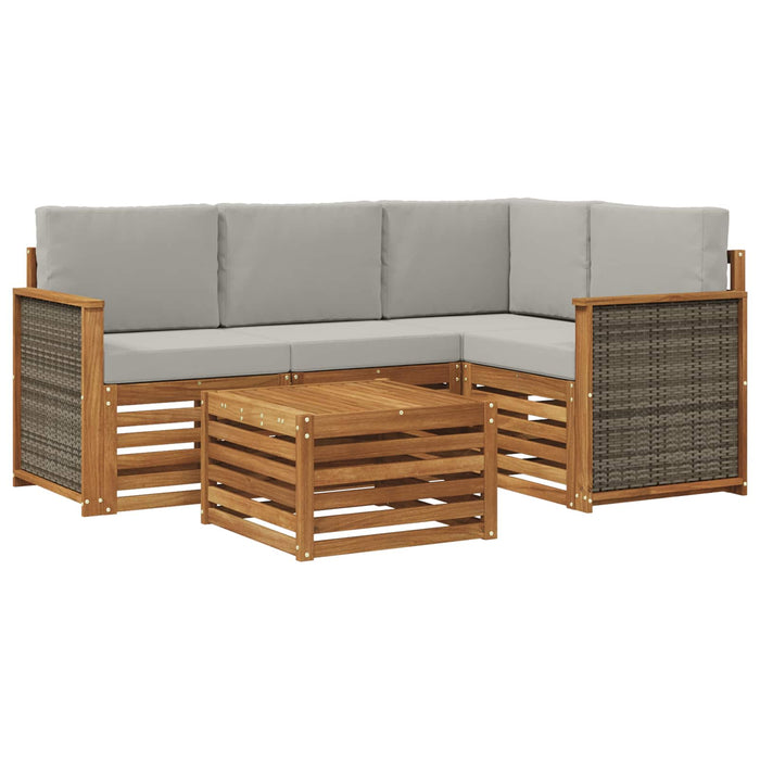 Set de canapele de exterior 5 pcs Natural și gri deschis WALTI