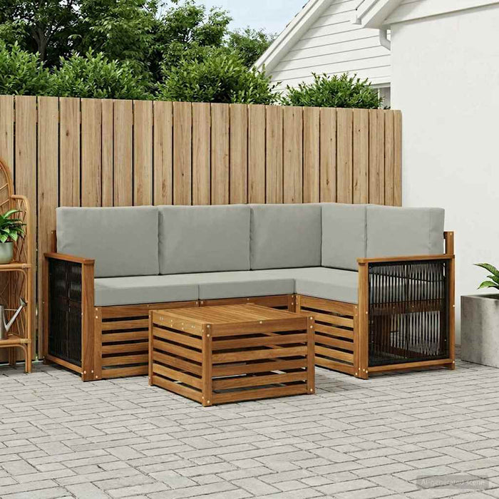 Set de canapele de exterior 5 pcs Natural și gri deschis WALTI