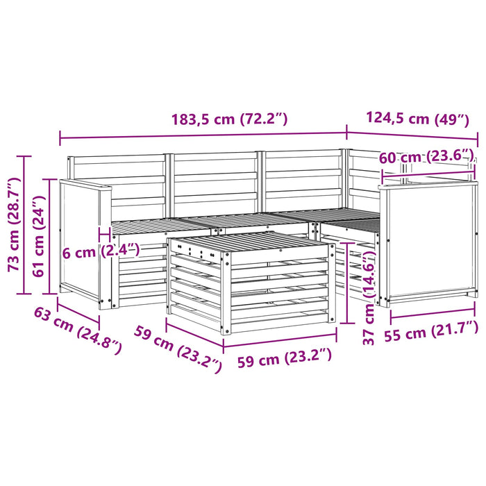 Set de canapele de exterior 5 pcs natural 59 x 59 x 37 cm WALTI