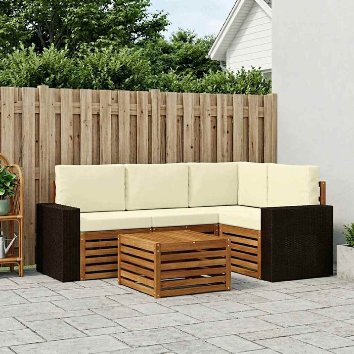 Set de canapele de exterior 5 pcs Natural și Crem WALTI