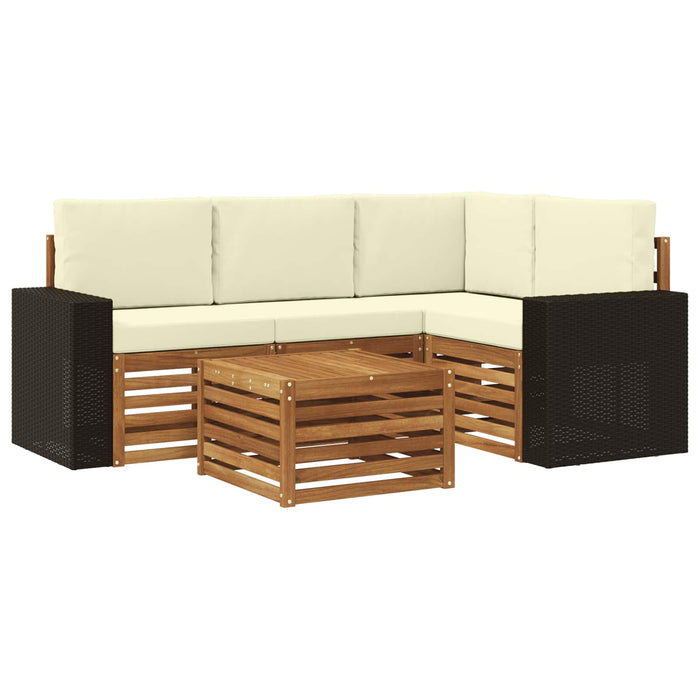 Set de canapele de exterior 5 pcs Natural și Crem WALTI